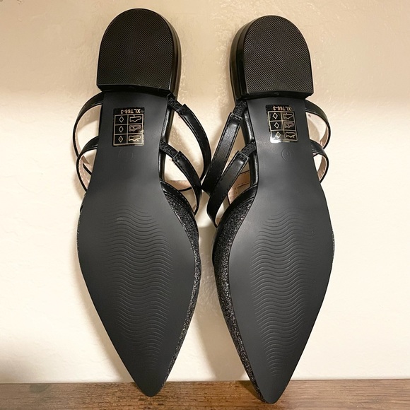 Allegra K Glitter Black Pointed Toe Mules | Size 6 - Picture 4 of 5